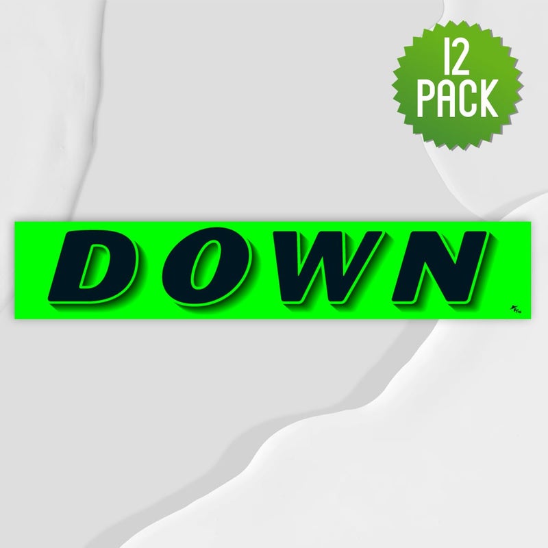 Versa-Tags Chartreuse Green Vinyl Slogan Stickers - 12-Pack for Car Dealer Windshield Advertising, Perfect for Used/New Car Truck RV Lots "Slogan-Down-Stickers - Image 4